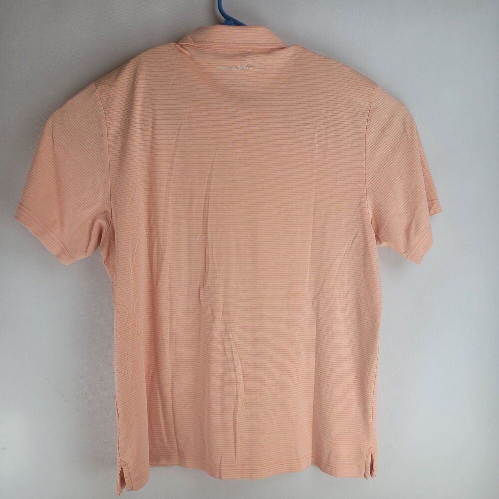 Travis Mathew Mens Size XL Orange Striped Cotton Poly Golf Polo - Picture 5 of 9